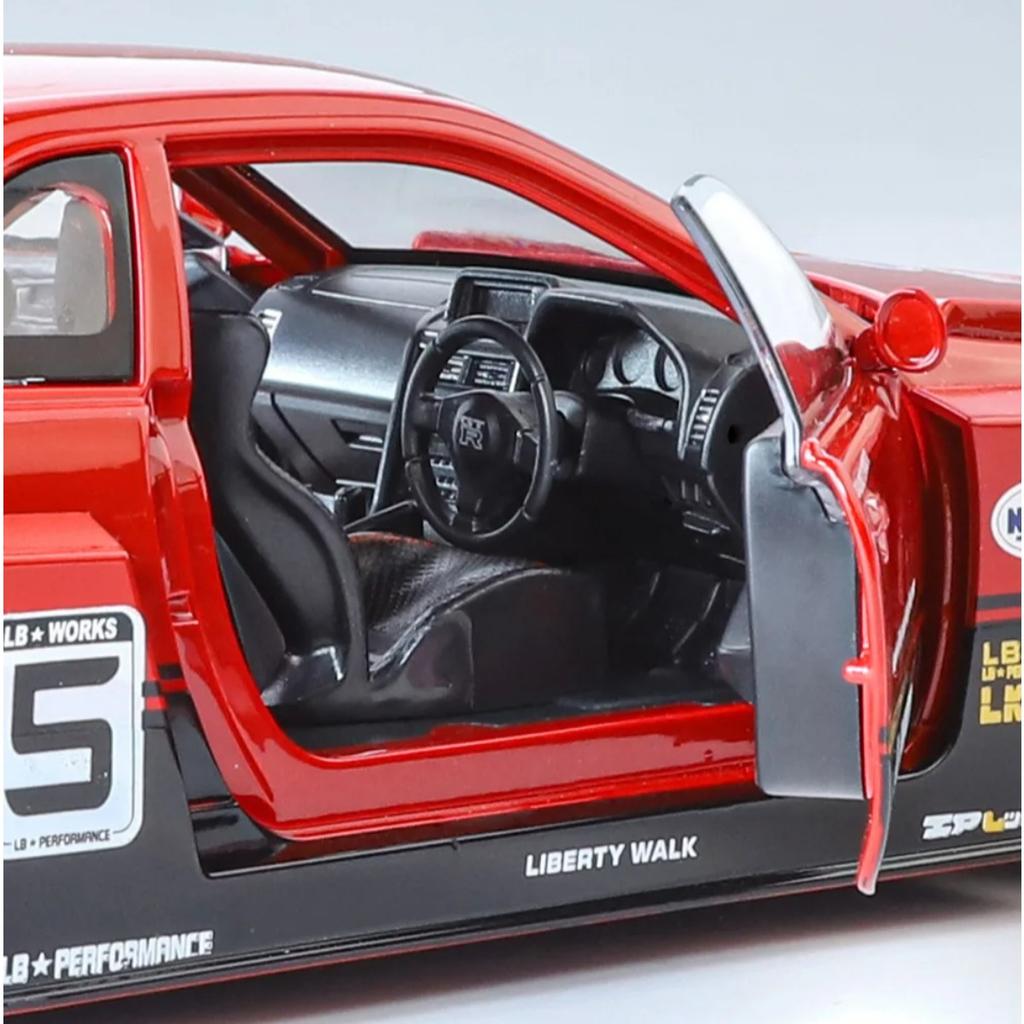 1/24 Nissan Skyline GTR-R34 S15 Alloy Racing Car Modified Vehicles Diecast Metal Car Model Sound and Light Childrens Toy Gift C354