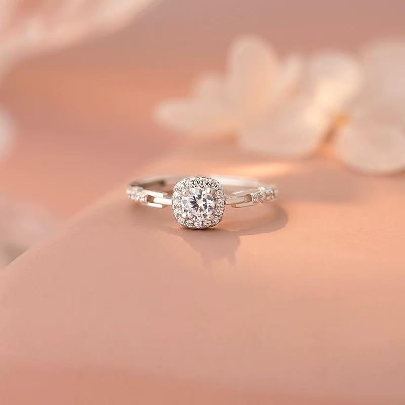 

New 925 Sterling Silver Square Zircon Ring Simple Style Charming Women s Ring Birthday Gift for Friends Exquisite Jewelry платиновий