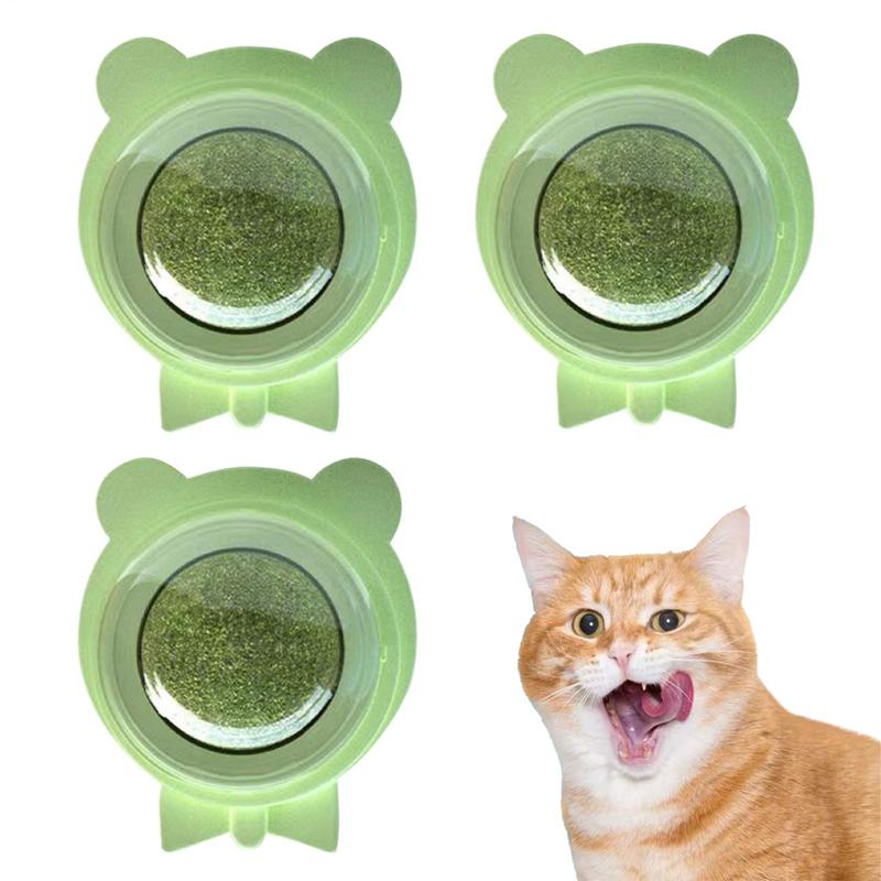 Silvervine Catnip Wall Balls Kitten Cat Teeth Cleaning Toys Lick Safe Silvervine Healthy Catnip Entertainment Rotatable Toys
