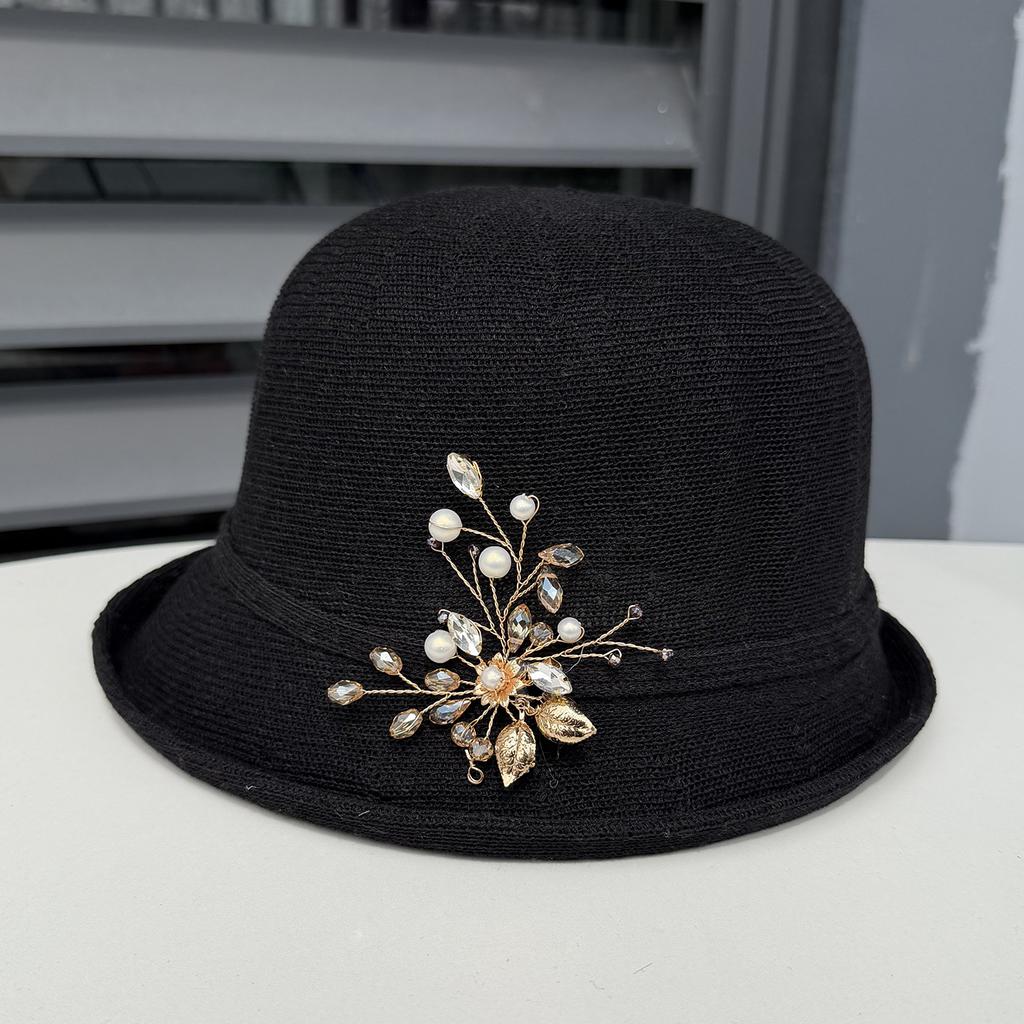 New dome shows washbasin hat temperament elegant crimped fashion hat spring and summer women's travel sun protection hat