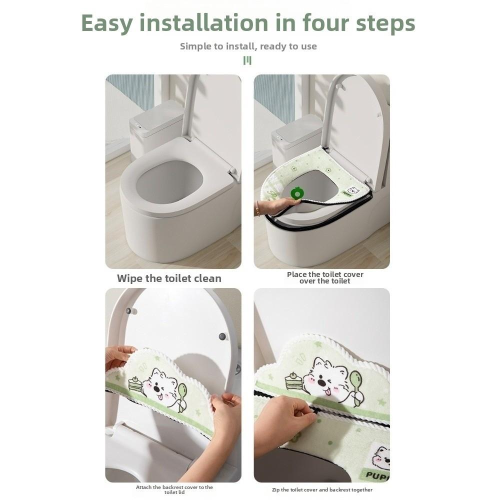 Zippered Plush Toilet Cushion With Backrest Toilet Seat Mat Toilet Seat Pad Winter Use