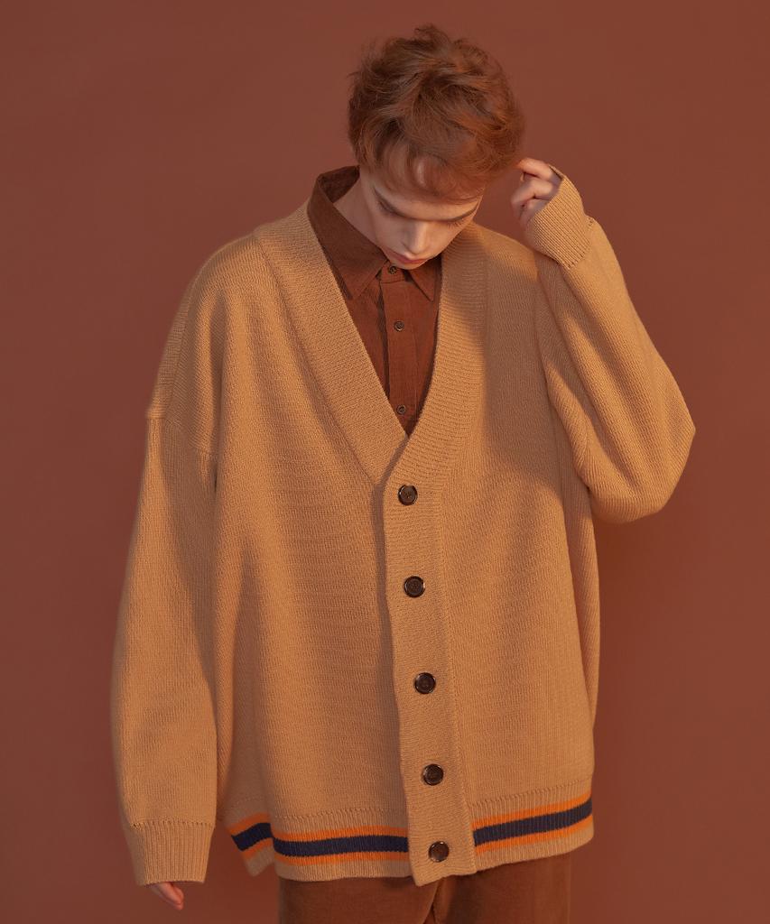Blond9 Three Lines Knit Cardigan_Beige