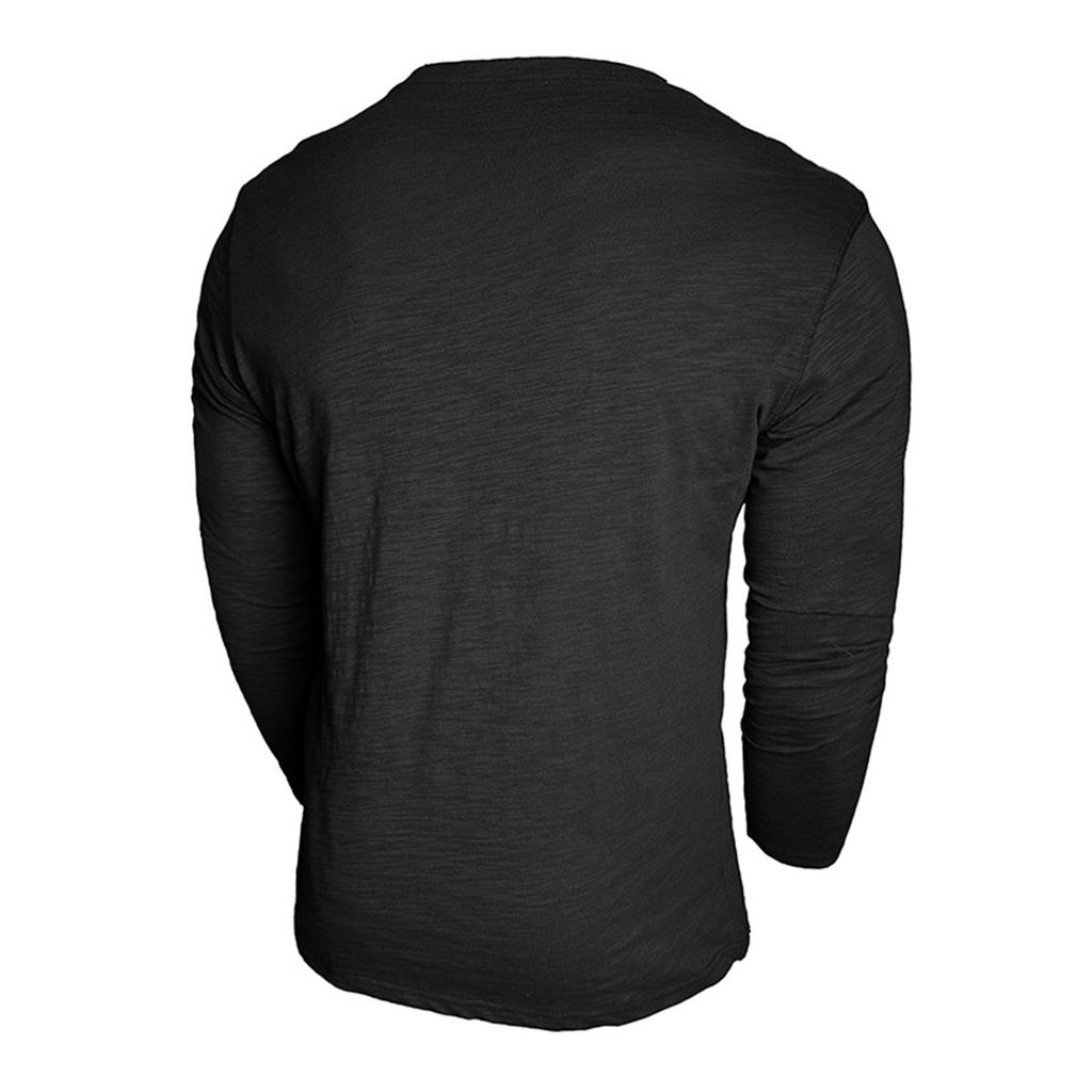Men's Solid Color Button Lapel Long Sleeve Top Men's Casual Fashion Long Sleeve Top