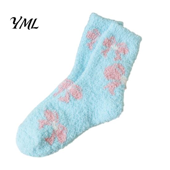 Thickened Fluffy Winter House Socks Coral Fleece for Women, Soft Thermal Crew with Non-Binding Comfortable Daily Wear Top, Fuzzy Sleep Cute