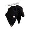 Twinkle Beads Black Bow Shark Clip French Style Elegant Shiny Rhinestone Hair Claw Cloth Headwear Women Sequin Hairgrips Female