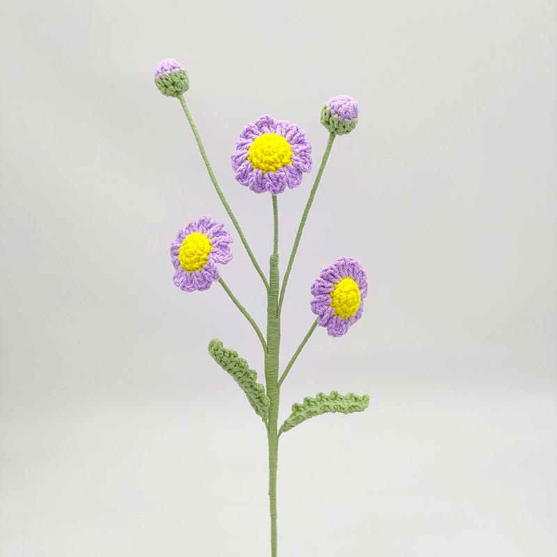 

1 шт. Вязание цветов, искусственные растения, праздничные подарки, сделай сам, поделки, свадебные украшения, цветные хризантемы, букет маргариток, ручная работа, плетеные
