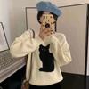 Koreanische Süße Cartoon Katze Pullover Pullover Frauen Herbst Winter Beiläufige Lose Strick Outwear Weibliche Mode Langarm Tops 29212