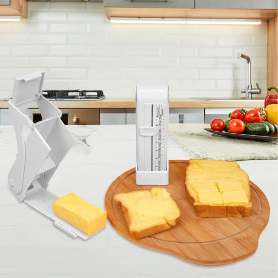 Butter Cutter Dispenser One-Touch Butter Slicer Machine Multi-functional Cheese Slicer Tool for Bread Cakes Cookies Breakfast