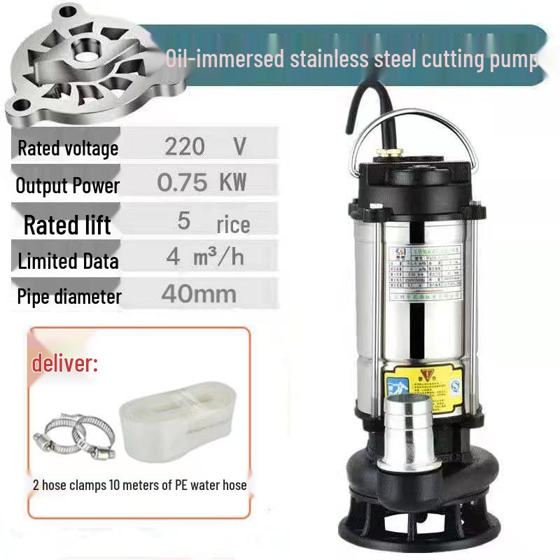 220V Submersible Sewage Pump with Blade for Septic Tanks & Biogas Digesters