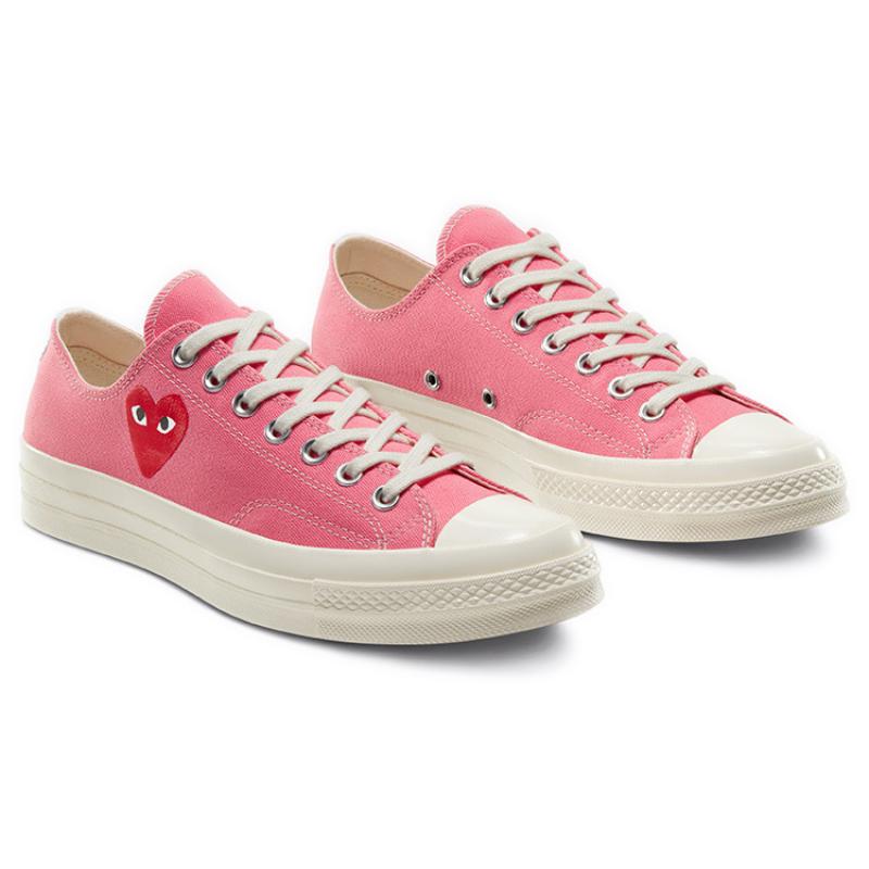 CDG Play X Converse Chuck Taylor All Star 1970s Low Rei Kawakubo Abrasion and Waterproof Low-Top Canvas Shoes Unisex Pink