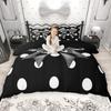 Homewish Girls Bow Knot Duvet Cover Set Kawaii Polka Dots Comforter Cover Set Princess Bowtie Ribbon Bed Set