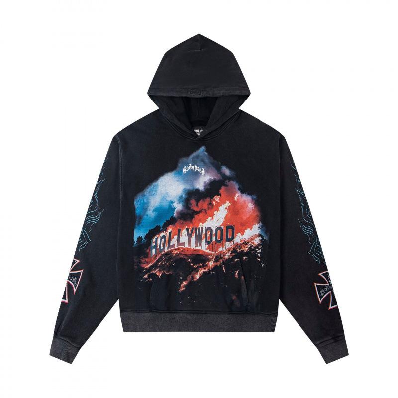 odspeedss autumn and winter new direct injection printing wash water retro pure cotton hip hop beauty trend hoodie sweater