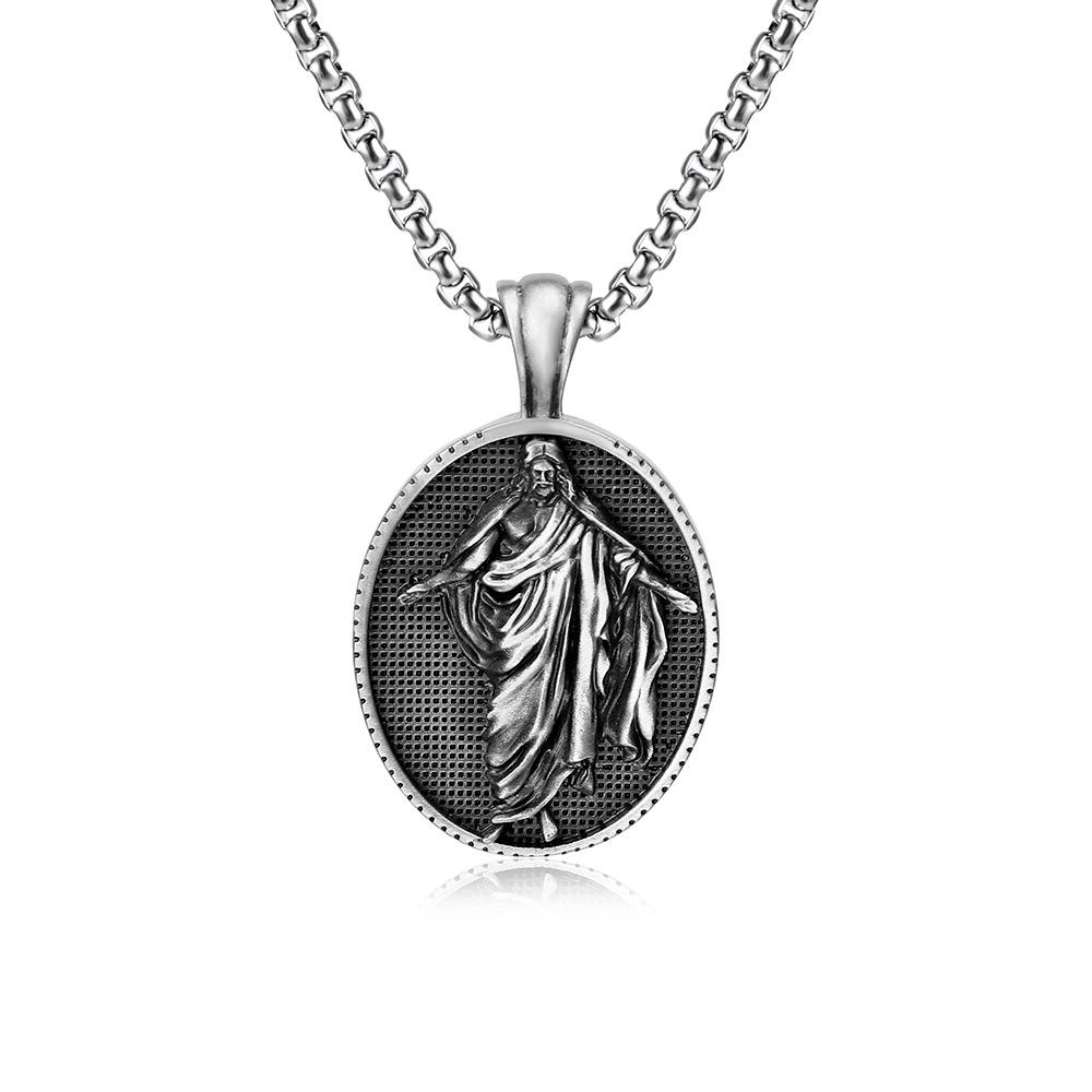 

Европейское и американское мужское ретро персонализированное модное рождественское ожерелье с подвеской в панк-стиле, персонализированные аксессуары серебряный