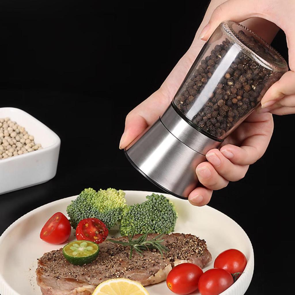 Baijie 304 Stainless Steel Pepper Grinder, Pepper Powder Grinder, Manual Black Pepper Grinder Bottle, 150ml
