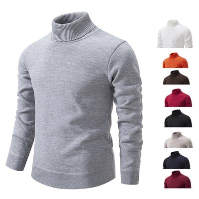 Winter Turtleneck Sweater Thick Mens Casual Pullover Sweaters Solid Color Quality Warm Slim Turtleneck Sweaters Pullover Men