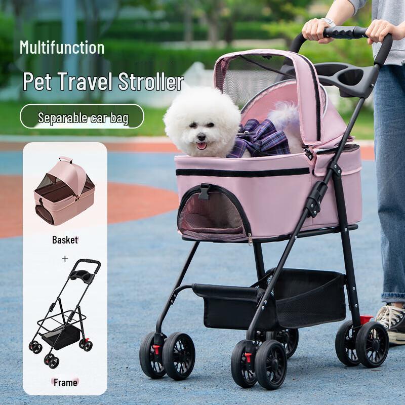 JINGRUIXIANG Lightweight Foldable Pet Stroller with Tray