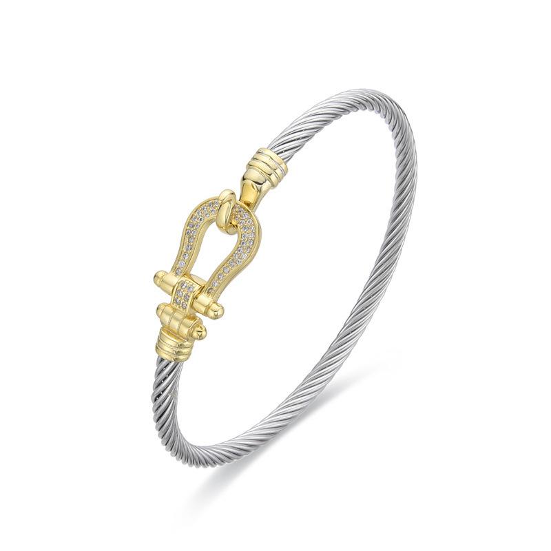 Popolare in Europa e America Bracciale con Apertura a Filo Intrecciato Micro-intarsiato, Bracciale in Filo di Perle Intrecciato Oro e Argento 2026