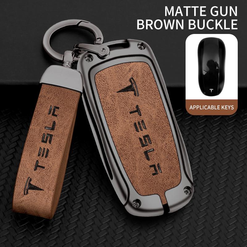 AAAIU1 Zinc Alloy Car Fob Smart Remote Key Case Cover Holder For Tesla Model 3 Model S Model Y Model X Protector Keychain Accessories