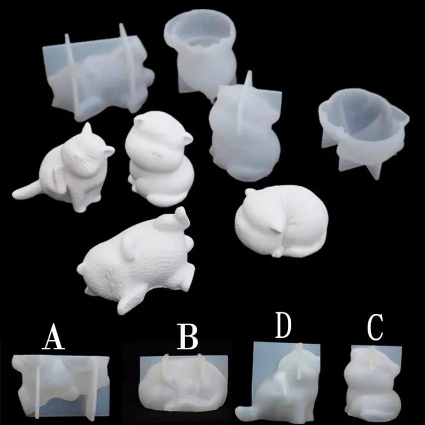 1Pcs 3D Cat Soap Clay Lovely Pig Silicone Candle Molds DIY Pet Cat Mould Craft Small and Cute Suitable for Ornaments