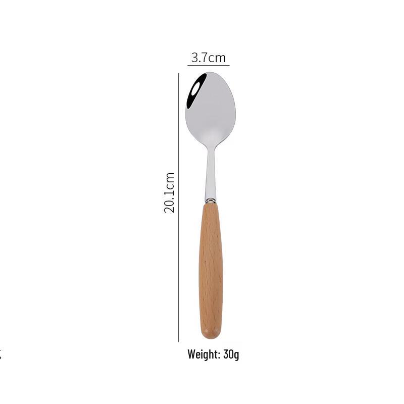 Abay Retro Japanese Beech Wood Handle Stainless Steel Pointed Spoons (Set of 3)
