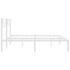 Metal Bed Frame with Headboard White 160x200 Cm