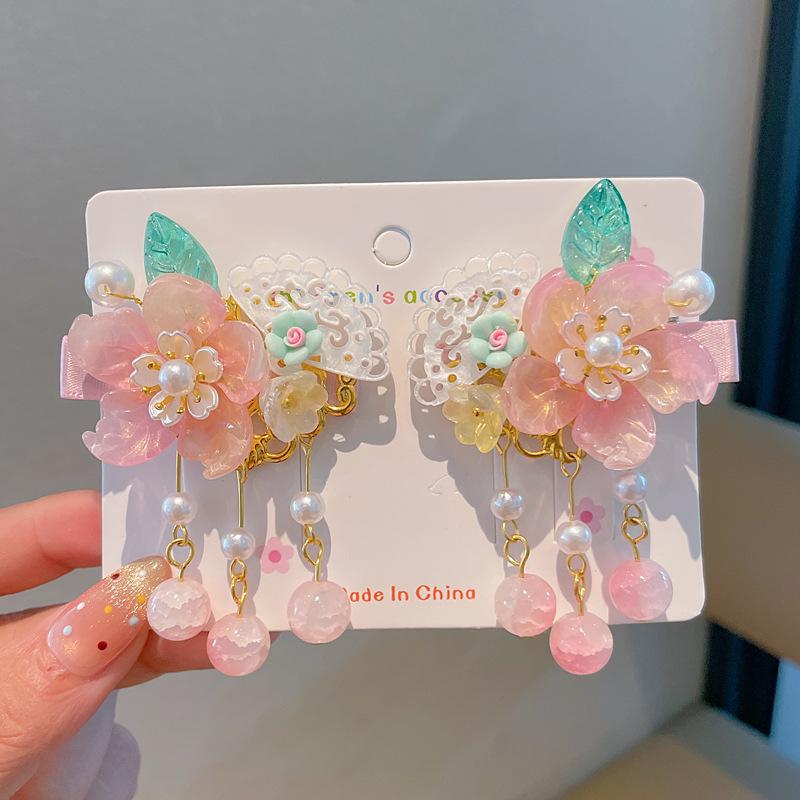 Chinese Style Hanfu Hairpin Set for Girls - Includes Hair Clips, Swaying Tassels, and Butterfly Accessories