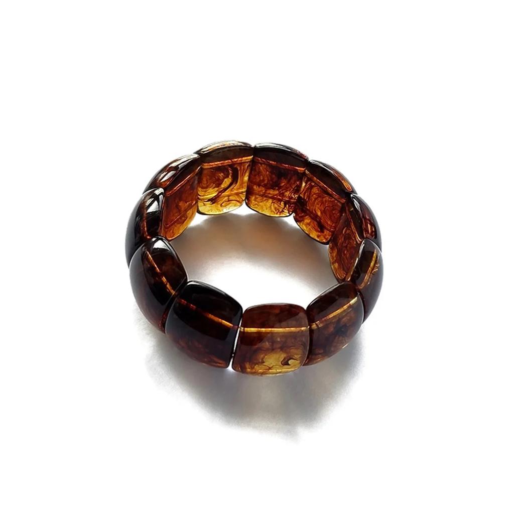 Retro Ovales Acryl Europa Amerika Elastische Armreifen Damen Einzigartiges Design Armbänder Leichter Luxus Party Schmuck Trend Trend Armreif