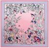130cm Silk Scarf Women Large Shawls Floral Birds Print Ombre Stoles Square Bandana Luxury Kerchief Scarf Female Foulards