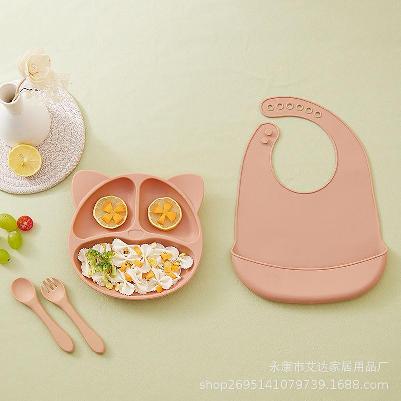 Cartoon Silicone Suction Plate: Divided Baby Tableware for Anti-Fall Feeding