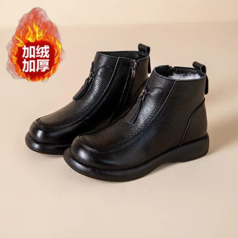 Зимние мягкая подошва нескользящие теплые материнские туфли хлопковые ботинки женские коричневые одинарная подкладка бархат 40