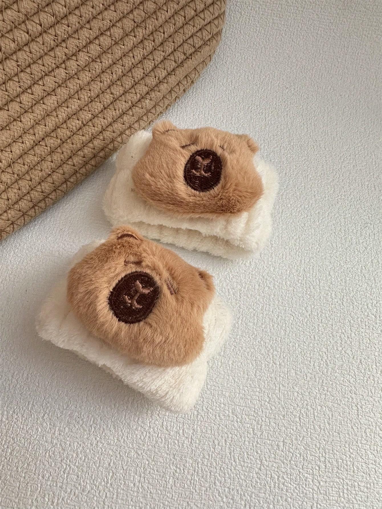 

2-4 шт. Нові Мультяшні Аксесуари для Волосся Капібара Гумки для Волосся Жіноча Плюшева Пов язка на Голову з Тваринами Набір Наручних Манжет для Вмивання Обличчя Хелловін