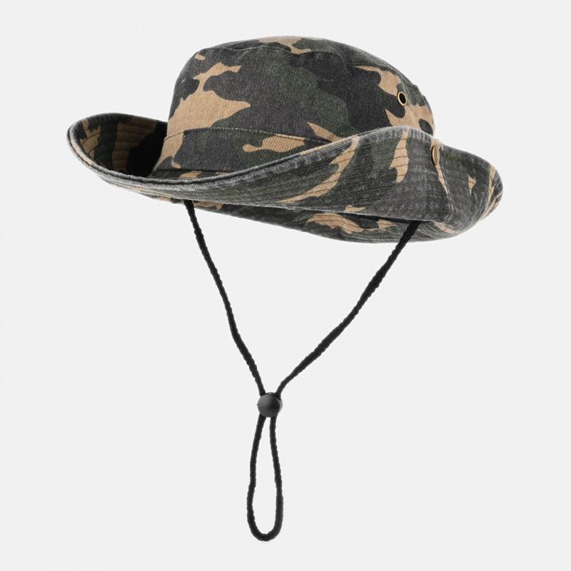 Camouflage Bucket Hat Men Women Sun Protection Outdoor Hiking Fishing Wide Brim
