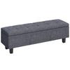 Storage Ottoman Bench In Linen Look With Rubber Wood Legs For Living Room Bedroom Hallway Dark Gray