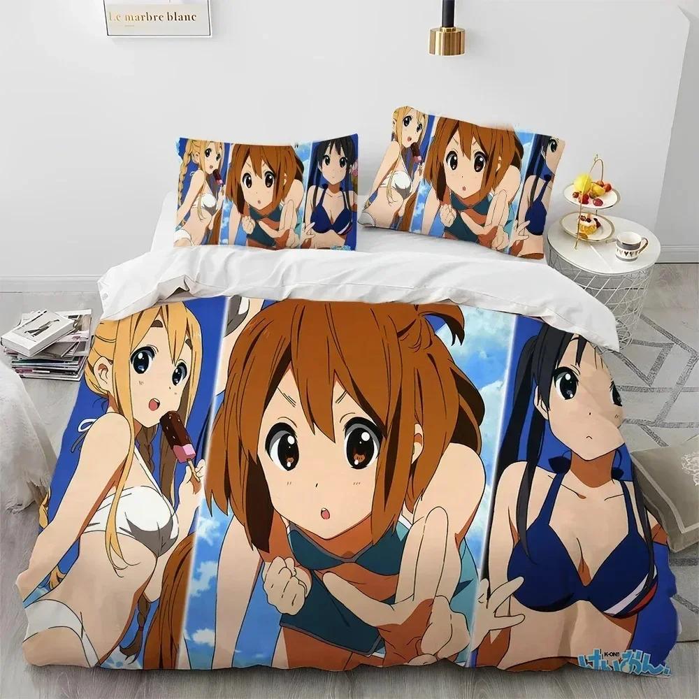 3D K-ON Cartoon Cute Lolita Kawaii Girls Bedding Set Printed With Pillowcase Duvet Cover Soft Queen King Size Bedclothes Home