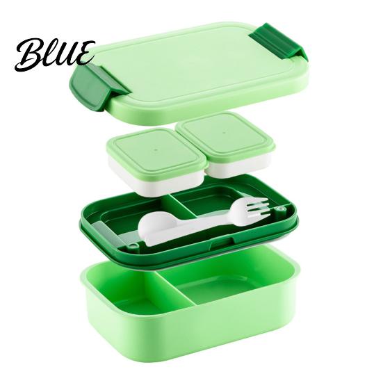Microwave Safe Meal Prep Containers Double Layer Lunch Box with Sauce Container And Tableware  Leak Proof Stackable Food Multipurpose Kitchen Storage