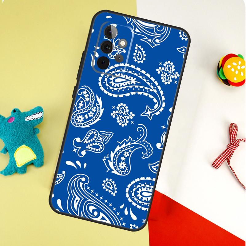 Black Bandana Paisley For Samsung Galaxy A05 A06 A16 A54 A34 A14 A55 A35 A15 A53 A33 A13 A22 A32 A52 Phone Case