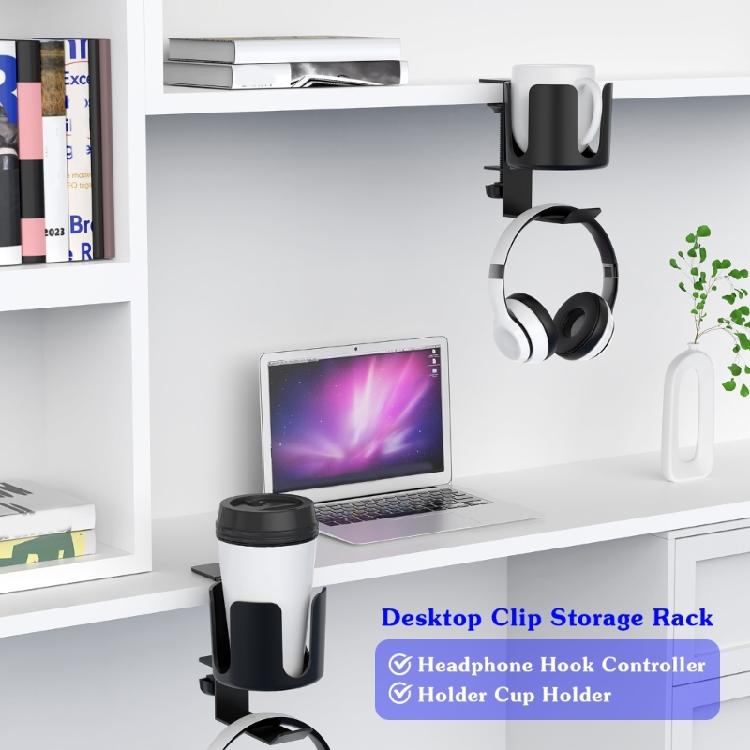 Not Tool Desk Cup Holder With Headphone Hook Organizers Space Efficient Clamp Design For Home Office Environment
