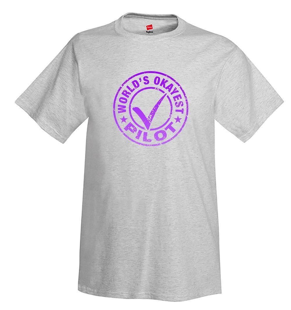 

Worlds Okayest Pilot II Airplane Aviation T-Shirt L