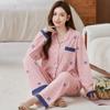 Fashion sweet printed pajamas women's spring and autumn imitation cotton long-sleeved loungewear large size comfortable mother suit