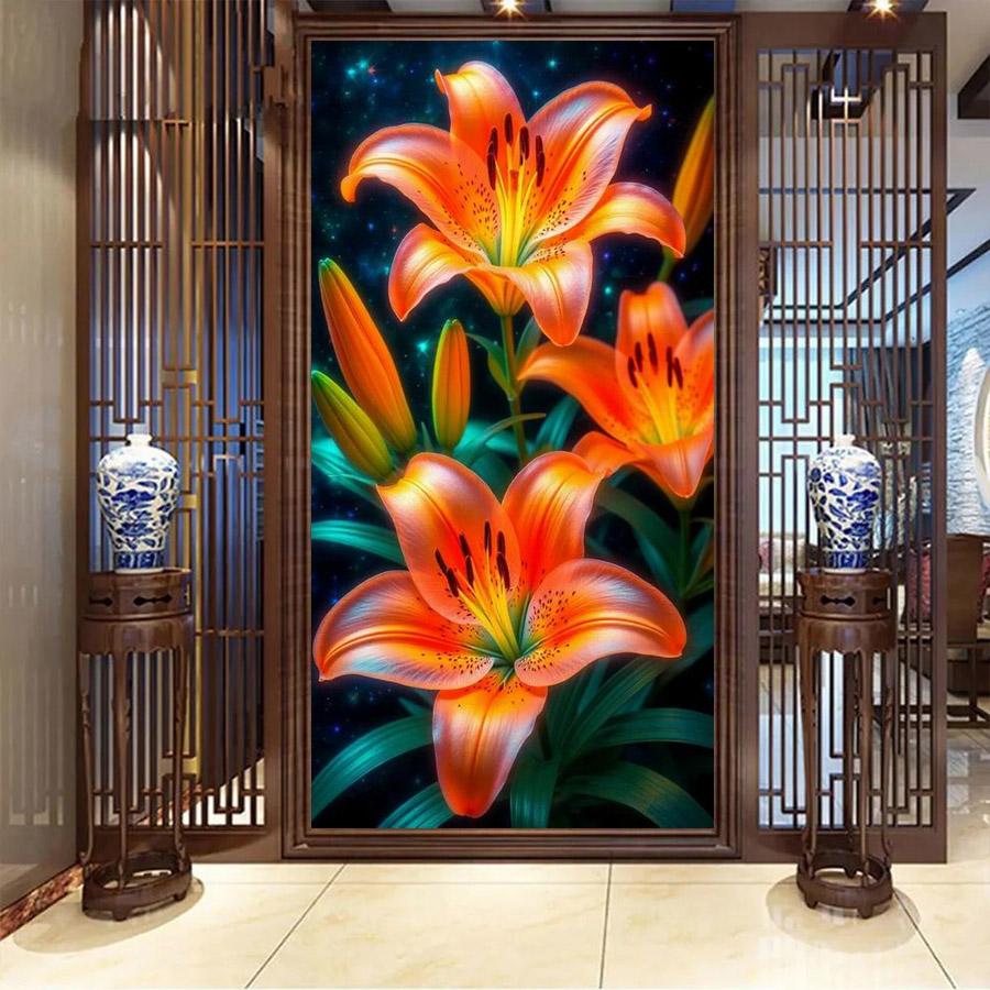 Diamond Mosaic Fresh Flower Large Size Diy Diamond Painting Colorful Lily Full Drill Jewelry Cross Stitch Kits Wall Decor