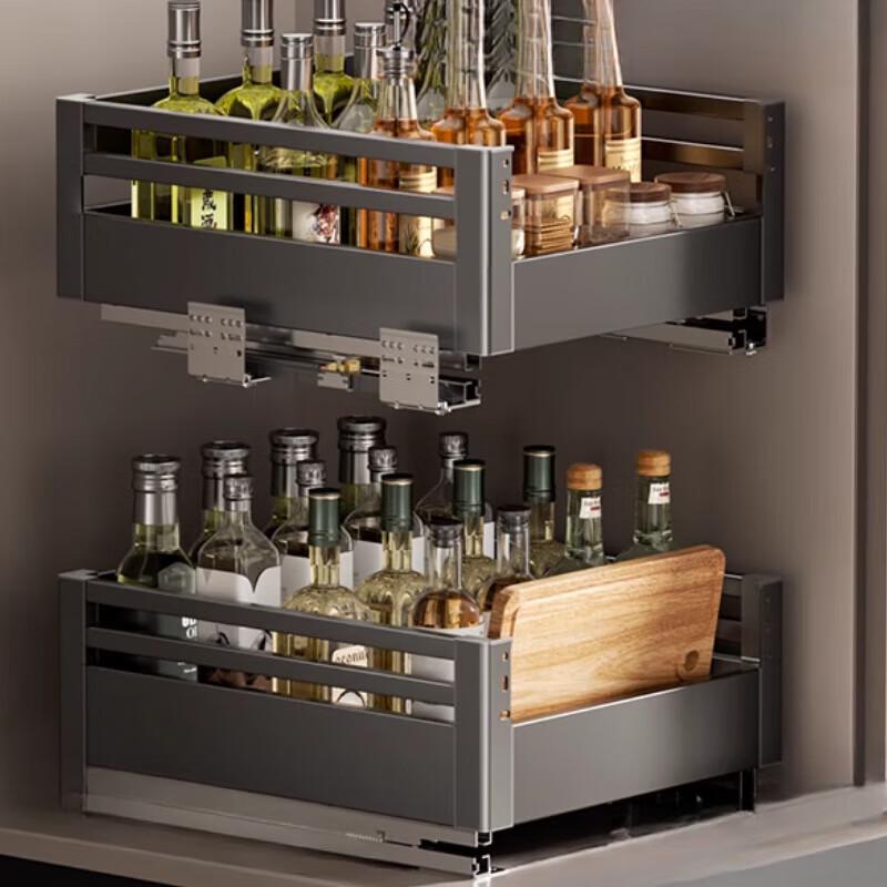 Gunmetal Grey Carbon Steel Kitchen Pull-Out Basket