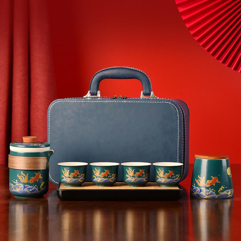 Creative Ceramic Kung Fu Travel Tea Set Portable Kuaike Cup Company Business Gift Box