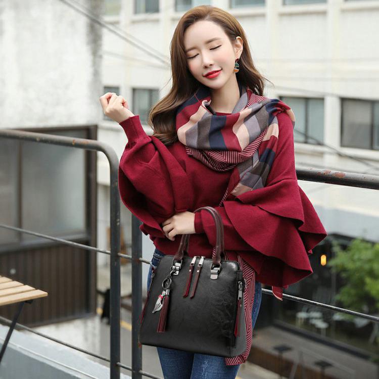 Leather Handbag Women Tassel Crossbody Shoulder  Bags Totes