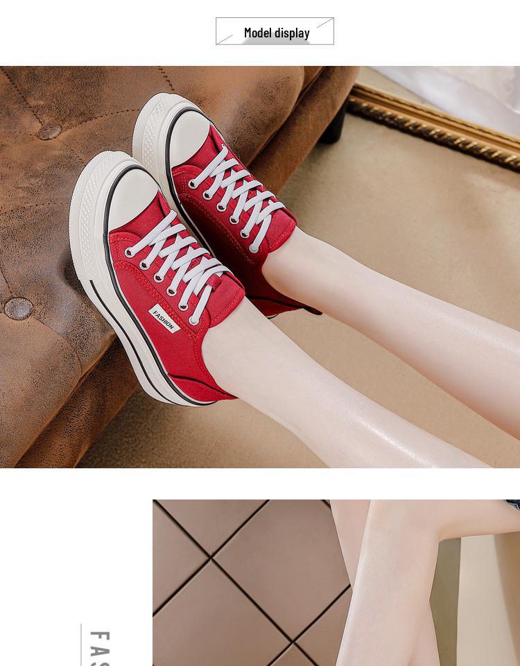 2026 Koreanischer Stil Damen Low-Top Canvas Schuhe - Einfarbige, Leichte, Flache Sohle, Trendige Laufschuhe für die Freizeit
