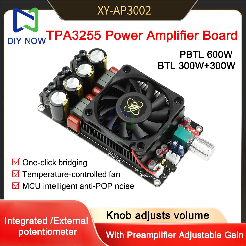 XY-AP3002 Pure Digital Power Amplifier Board TPA3255 Amplifier 300W*2 Bridged Mono 600W No POP DC18-51V/10A AUX+XH2.54-3P