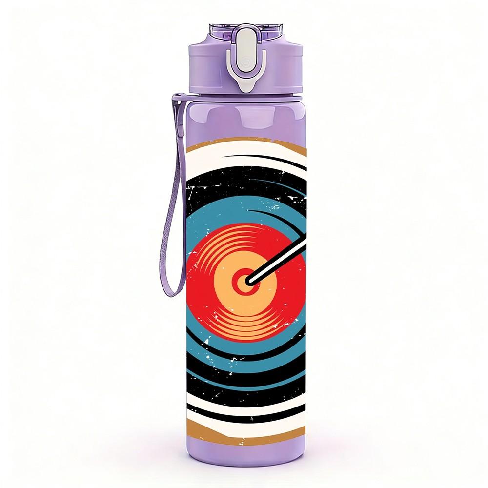 1PC Archery Target Circle Art Print 750ml Color Plastic Sports Water Bottle Leakproof Flip Straw Lid Suitable for Sports Office Home Use
