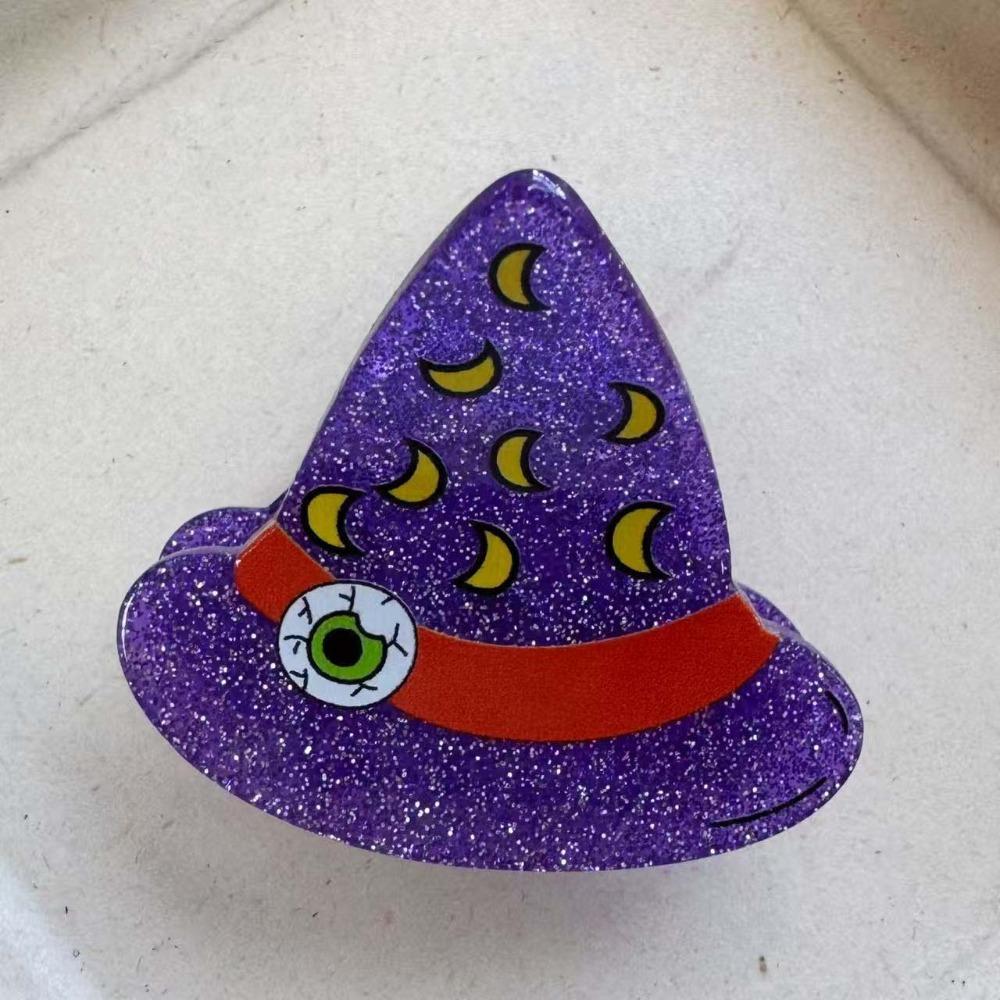 Acrylic Gothic Hair Clamps Glittery Pumpkin Hair Claw Ghost Mini Shark Clip School Event