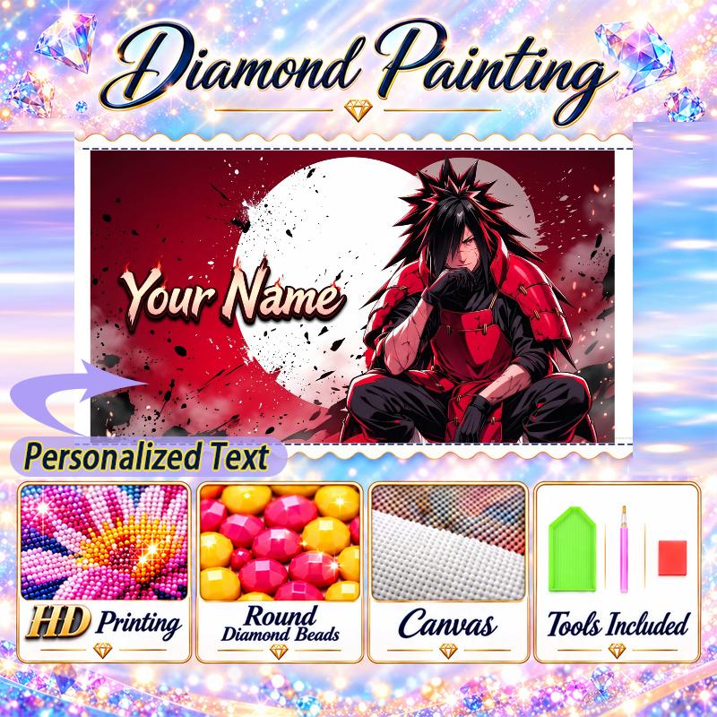 Personalized Madara Uchiha Diamond Art Custom Name 5D Diamond Painting Full Drill DIY Craft