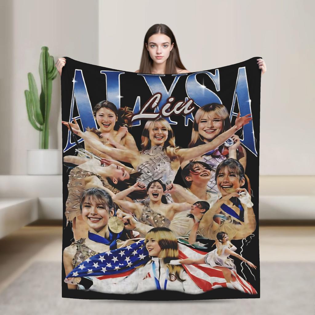 Alysa Liu American Figure Skater Blanket Flannel Throw Blanket For Sofa Home Soft Cozy Custom Quality Bedspread Present