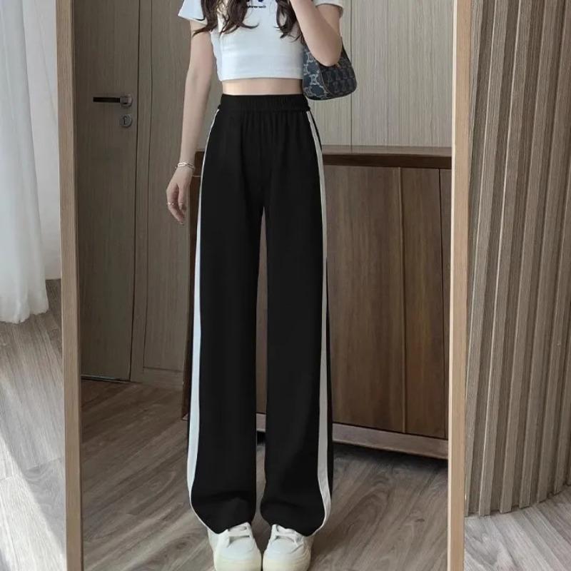 Sports sweatpants in autumn new thin straight-dalky legs casual loose elastic straps versatile trousers